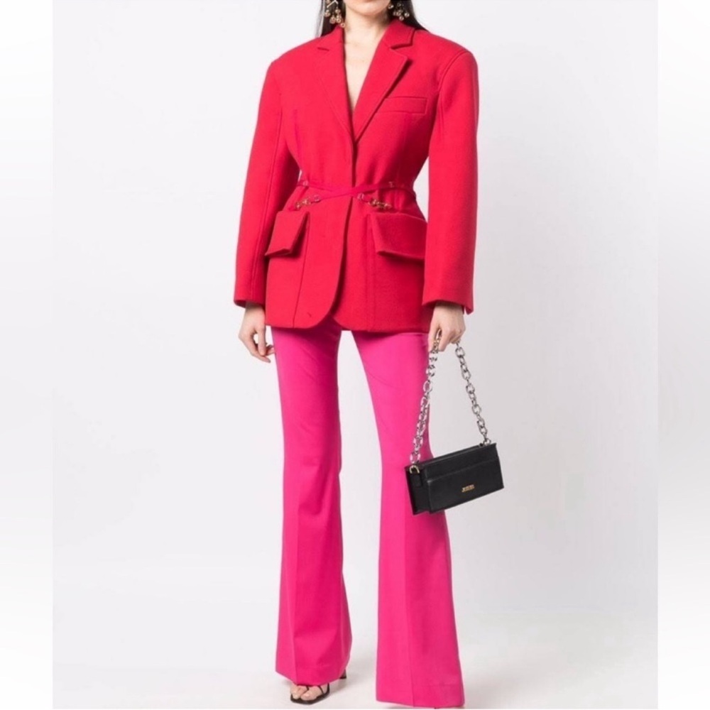 Red Structured Blazer with Tailored Waist